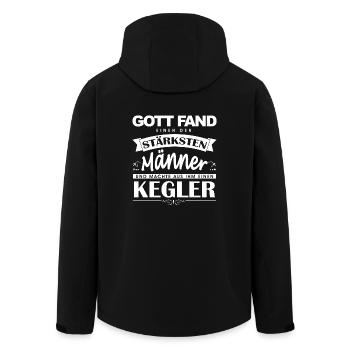 Kegel Shirt-Gott fand - Recycelte Männer Softshell-Jacke von Stanley/Stella - Schwarz - Hinten - AI Model Male 185 light (185cm)