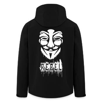 Anonymous graffiti - Men’s Recycled Softshell Jacket by Stanley/Stella - black - Back - AI Model Male 185 light (185cm)
