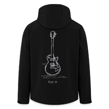 Motif du rock à la guitare craie - Veste softshell homme en polyester recyclé Stanley/Stella - noir - Dos - AI Model Male 185 light (185cm)