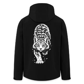 Tribal Luchs – Wildes Waldtier Motiv - Recycelte Männer Softshell-Jacke von Stanley/Stella - Schwarz - Hinten - AI Model Male 185 light (185cm)