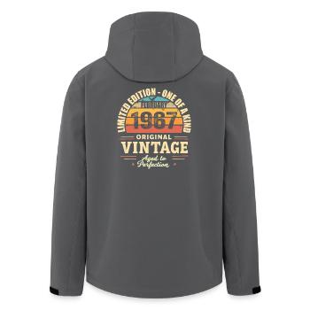Februar 1967 Geburtstagsgeschenk Februar 1967 - Recycelte Männer Softshell-Jacke von Stanley/Stella - Schwarz - Hinten - AI Model Male 185 light (185cm)