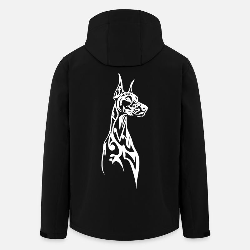 Linienkunst Dobermann Profil - Recycelte Männer Softshell-Jacke von Stanley/Stella - Schwarz