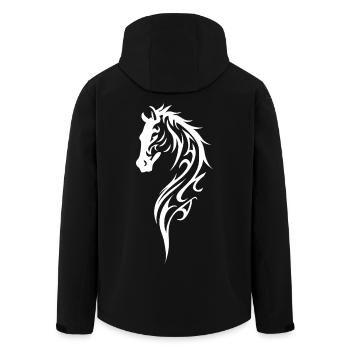 Tribal Pferdekopf Linienstil - Recycelte Männer Softshell-Jacke von Stanley/Stella - Schwarz - Hinten - AI Model Male 185 light (185cm)