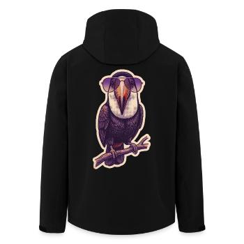 Crazy Toucan with Sunglasses - Men’s Recycled Softshell Jacket by Stanley/Stella - black - Back - AI Model Male 185 light (185cm)