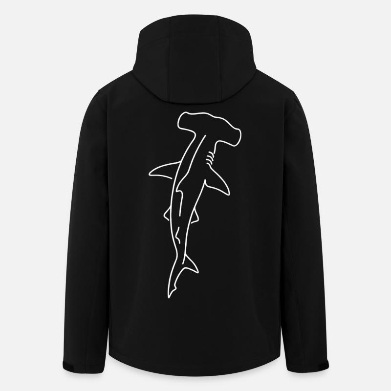 Dessin du contour du requin-marteau - Veste softshell homme en polyester recyclé Stanley/Stella - noir
