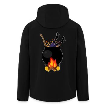 Witch in saucepan - Halloween cooking firewood - Men’s Recycled Softshell Jacket by Stanley/Stella - black - Back - AI Model Male 185 light (185cm)