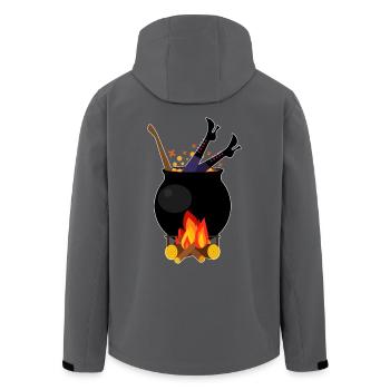 Hexe in Kochtopf - Halloween Kochen Feuerholz - Recycelte Männer Softshell-Jacke von Stanley/Stella - Anthrazit - Hinten - AI Model Male 185 light (185cm)