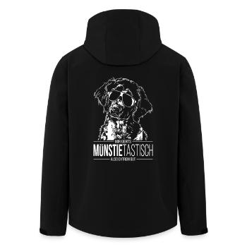 MÜNSTIETASTISCH Großer Münsterländer Spruch Hunde - Recycelte Männer Softshell-Jacke von Stanley/Stella - Schwarz - Hinten - AI Model Male 185 light (185cm)