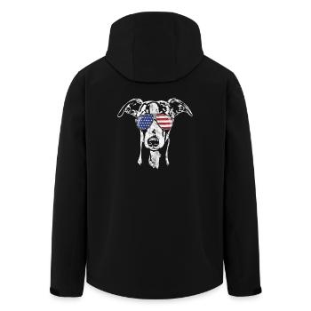 WHIPPET Amerika Fahne vintage look - Recycelte Männer Softshell-Jacke von Stanley/Stella - Schwarz - Hinten - AI Model Male 185 light (185cm)