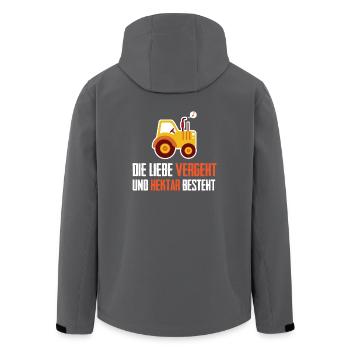 Landwirt Shirt-Hektar besteht - Recycelte Männer Softshell-Jacke von Stanley/Stella - Anthrazit - Hinten - AI Model Male 185 light (185cm)