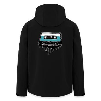Kassette schmelzend 80's Motiv - Recycelte Männer Softshell-Jacke von Stanley/Stella - Schwarz - Hinten - AI Model Male 185 light (185cm)