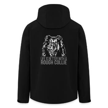 ROUGH COLLIE life is better Hundespruch Wilsigns - Recycelte Männer Softshell-Jacke von Stanley/Stella - Schwarz - Hinten - AI Model Male 185 light (185cm)