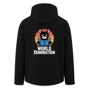 World domination – cat with big plans - Men’s Recycled Softshell Jacket by Stanley/Stella - black - Back - AI Model Male 185 light (185cm)