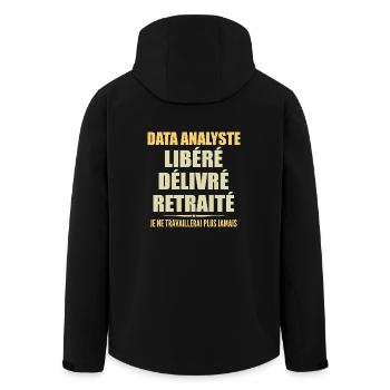 Datenanalyst feiert den Ruhestand mit Humor - Recycelte Männer Softshell-Jacke von Stanley/Stella - Schwarz - Hinten - AI Model Male 185 light (185cm)