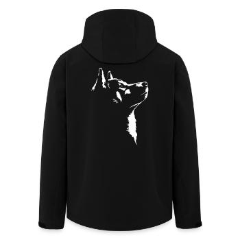 Shiba Inu Silhouette Dog Dog Wilsigns - Men’s Recycled Softshell Jacket by Stanley/Stella - black - Back - AI Model Male 185 light (185cm)