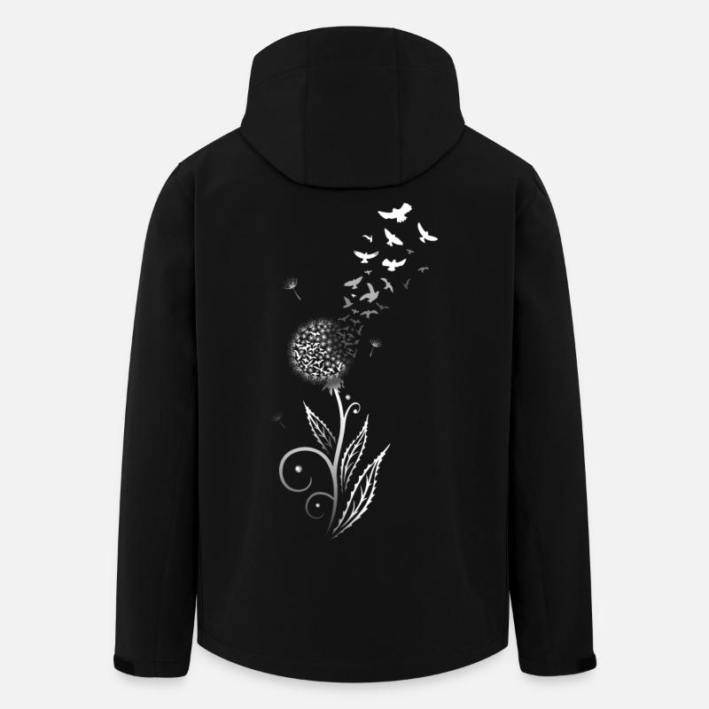 Filigree dandelion with flying birds. - Men’s Recycled Softshell Jacket by Stanley/Stella - black