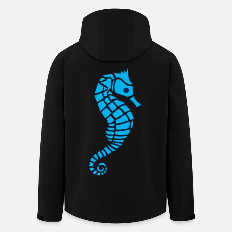 Blaues Seepferdchen - Recycelte Männer Softshell-Jacke von Stanley/Stella - Schwarz