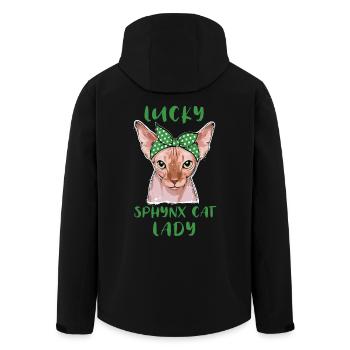 Lucky Sphynx Cat Lady St. Patricks Day - Recycelte Männer Softshell-Jacke von Stanley/Stella - Schwarz - Hinten - AI Model Male 185 light (185cm)