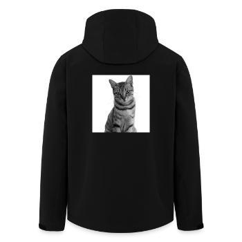 weiße Katze Katze weiß Katzen Geschenk - Recycelte Männer Softshell-Jacke von Stanley/Stella - Schwarz - Hinten - AI Model Male 185 light (185cm)