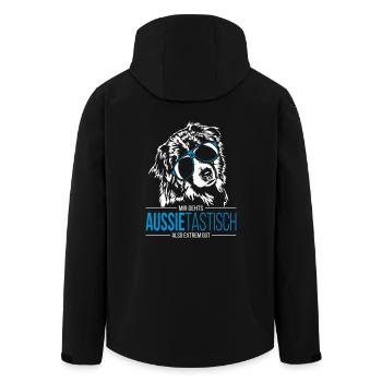 AUSSIETASTISCH Australian Shepherd Wilsigns - Recycelte Männer Softshell-Jacke von Stanley/Stella - Schwarz - Hinten - AI Model Male 185 light (185cm)