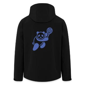 Minimalistischer Panda Bär Tennisspieler - Recycelte Männer Softshell-Jacke von Stanley/Stella - Schwarz - Hinten - AI Model Male 185 light (185cm)