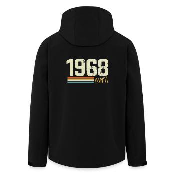 Born in April 1968 - Men’s Recycled Softshell Jacket by Stanley/Stella - black - Back - AI Model Male 185 light (185cm)