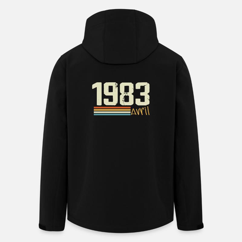 Né en avril 1983 - Veste softshell homme en polyester recyclé Stanley/Stella - noir