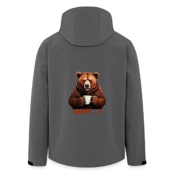 Bär mit Kaffee – What …? | Lustiges Design - Recycelte Männer Softshell-Jacke von Stanley/Stella - Schwarz - Hinten - AI Model Male 185 light (185cm)