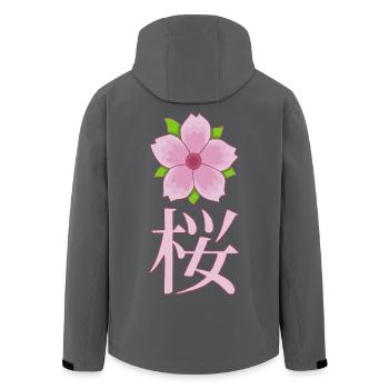 Fleur de cerisier du Japon - Veste softshell homme en polyester recyclé Stanley/Stella - noir - Dos - AI Model Male 185 light (185cm)