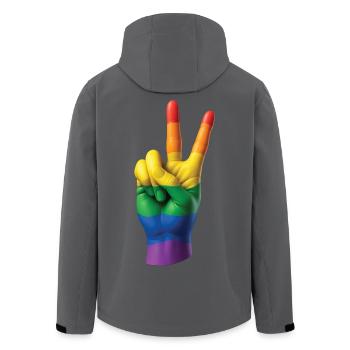 PRIDE PEACE HAND – Frieden & Liebe - Recycelte Männer Softshell-Jacke von Stanley/Stella - Schwarz - Hinten - AI Model Male 185 light (185cm)