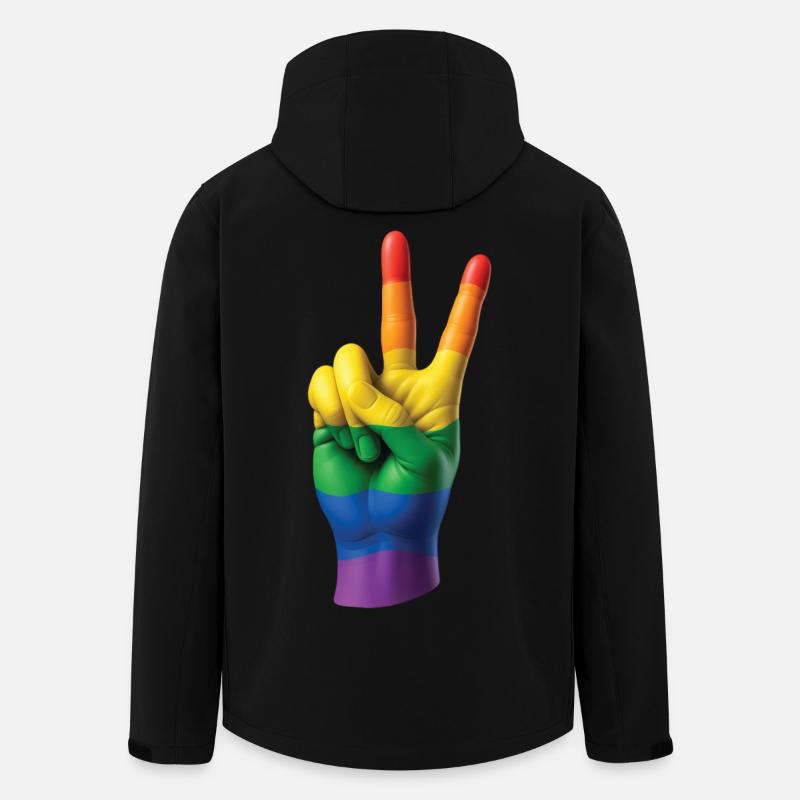 PRIDE PEACE HAND - peace & love - Veste softshell homme en polyester recyclé Stanley/Stella - noir