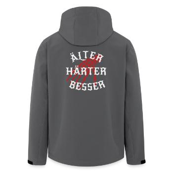 Älter, Härter, Besser - Recycelte Männer Softshell-Jacke von Stanley/Stella - Anthrazit - Hinten - AI Model Male 185 light (185cm)