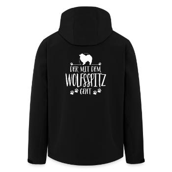 DER MIT WOLFSSPITZ GEHT Hundespruch Hunde - Recycelte Männer Softshell-Jacke von Stanley/Stella - Schwarz - Hinten - AI Model Male 185 light (185cm)