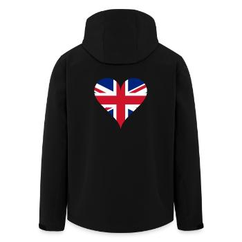 Heart English Flag UK Union Jack Fan Gift - Men’s Recycled Softshell Jacket by Stanley/Stella - black - Back - AI Model Male 185 light (185cm)