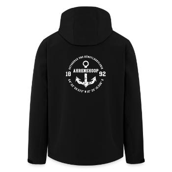 Ostseebad und Künstlerkolonie Ahrenshoop, weiss - Recycelte Männer Softshell-Jacke von Stanley/Stella - Schwarz - Hinten - AI Model Male 185 light (185cm)