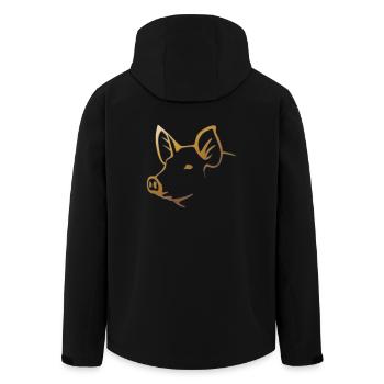 Schwein - Schweinekopf Bauernhof Tier - Recycelte Männer Softshell-Jacke von Stanley/Stella - Schwarz - Hinten - AI Model Male 185 light (185cm)
