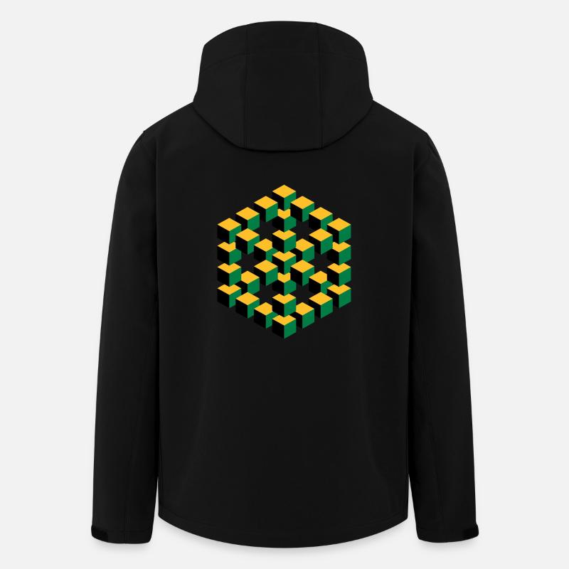 Figure impossible imagination géométrie cube Escher - Veste softshell homme en polyester recyclé Stanley/Stella - noir