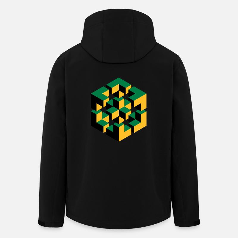 Figure impossible imagination géométrie cube Escher - Veste softshell homme en polyester recyclé Stanley/Stella - noir