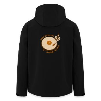 Reto Plattenspieler - Recycelte Männer Softshell-Jacke von Stanley/Stella - Schwarz - Hinten - AI Model Male 185 light (185cm)