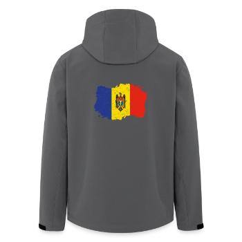 Roots roots flag homeland country Moldova png - Men’s Recycled Softshell Jacket by Stanley/Stella - black - Back - AI Model Male 185 light (185cm)