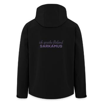 "Sarkasmus - Fließend Sarkasmus Sprechen Lustig" - Recycelte Männer Softshell-Jacke von Stanley/Stella - Schwarz - Hinten - AI Model Male 185 light (185cm)