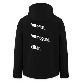 vernetzt vermögend elitär, Spruch, Geschenkidee - Recycelte Männer Softshell-Jacke von Stanley/Stella - Schwarz - Hinten - AI Model Male 185 light (185cm)
