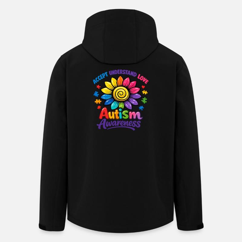 Autisme Sensibilisation Tournesol - Veste softshell homme en polyester recyclé Stanley/Stella - noir