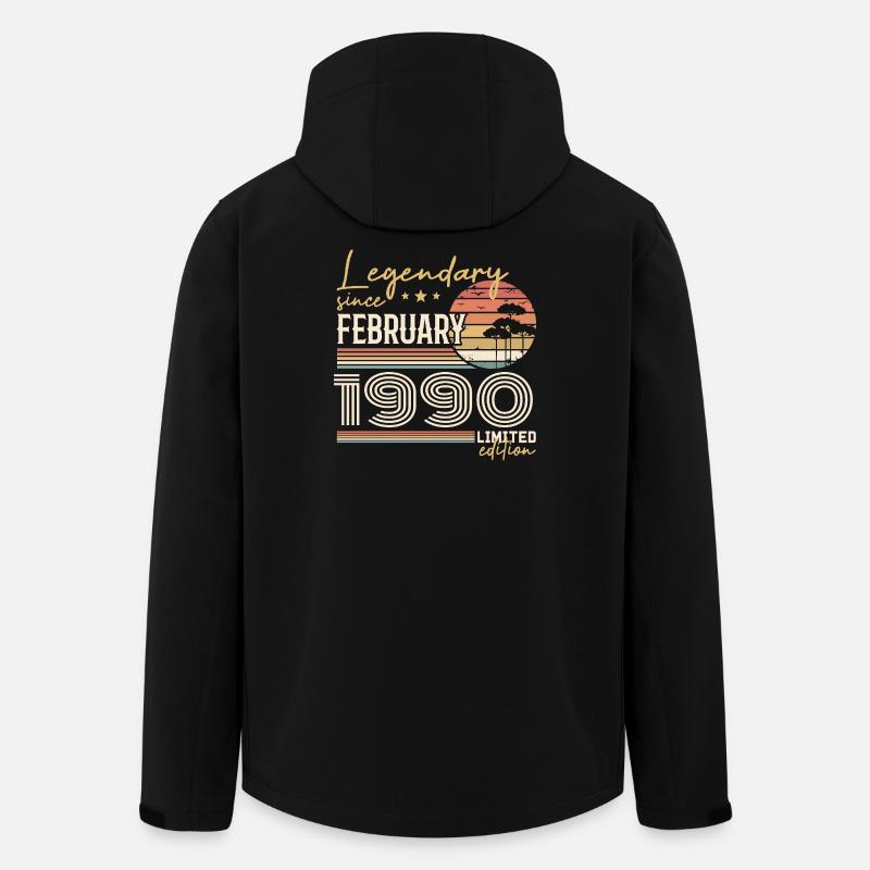 Février 1990 anniversaire 1990 légendes Février - Veste softshell homme en polyester recyclé Stanley/Stella - noir