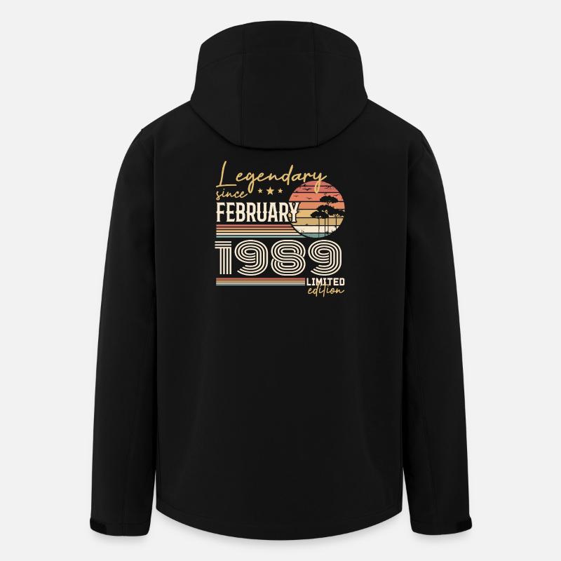 Février 1989 anniversaire 1989 légendes Février - Veste softshell homme en polyester recyclé Stanley/Stella - noir