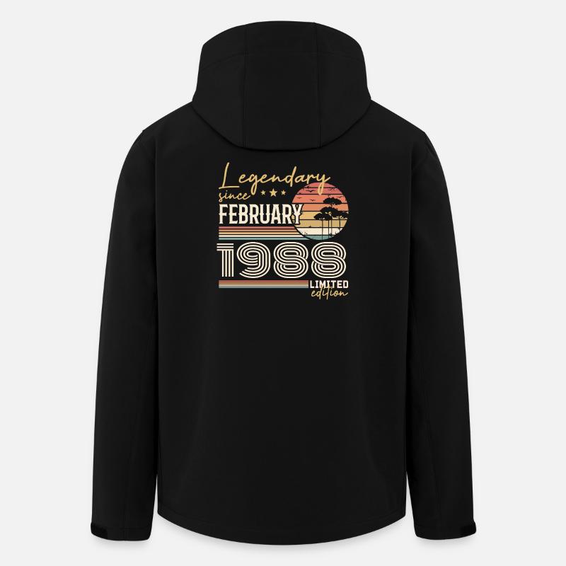 Février 1988 anniversaire 1988 légendes Février - Veste softshell homme en polyester recyclé Stanley/Stella - noir