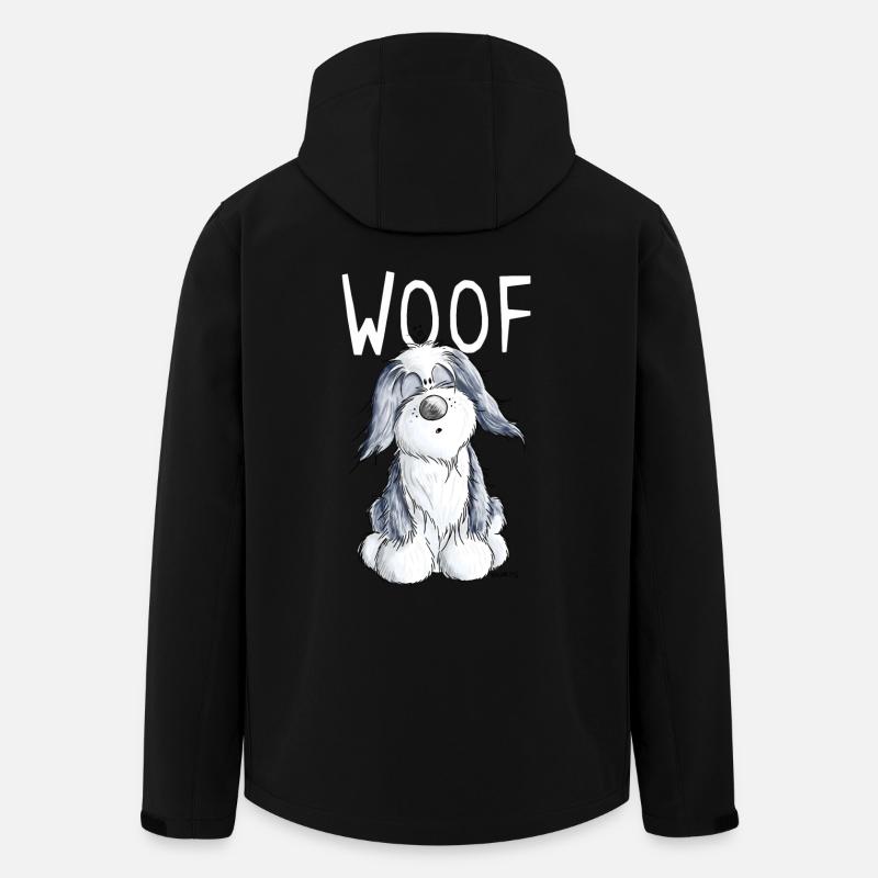 Woof Bearded Collie - Beardie - Geschenk - Comic - Recycelte Männer Softshell-Jacke von Stanley/Stella - Schwarz