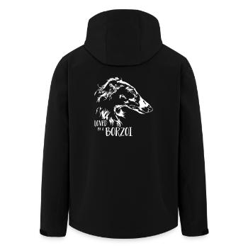 BARSOI loved by a BORZOI dog saying Wilsigns - Men’s Recycled Softshell Jacket by Stanley/Stella - black - Back - AI Model Male 185 light (185cm)