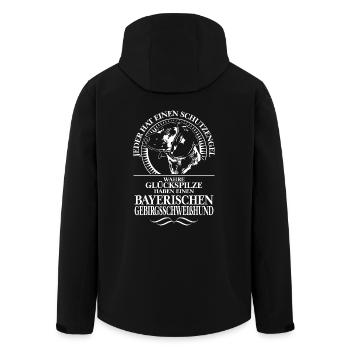BAYERISCHER GEBIRGSSCHWEISSHUND Schutzengel Spruch - Recycelte Männer Softshell-Jacke von Stanley/Stella - Schwarz - Hinten - AI Model Male 185 light (185cm)