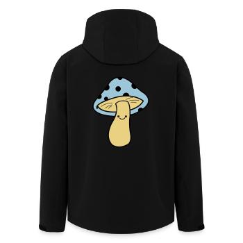 mushroom comic - Men’s Recycled Softshell Jacket by Stanley/Stella - black - Back - AI Model Male 185 light (185cm)